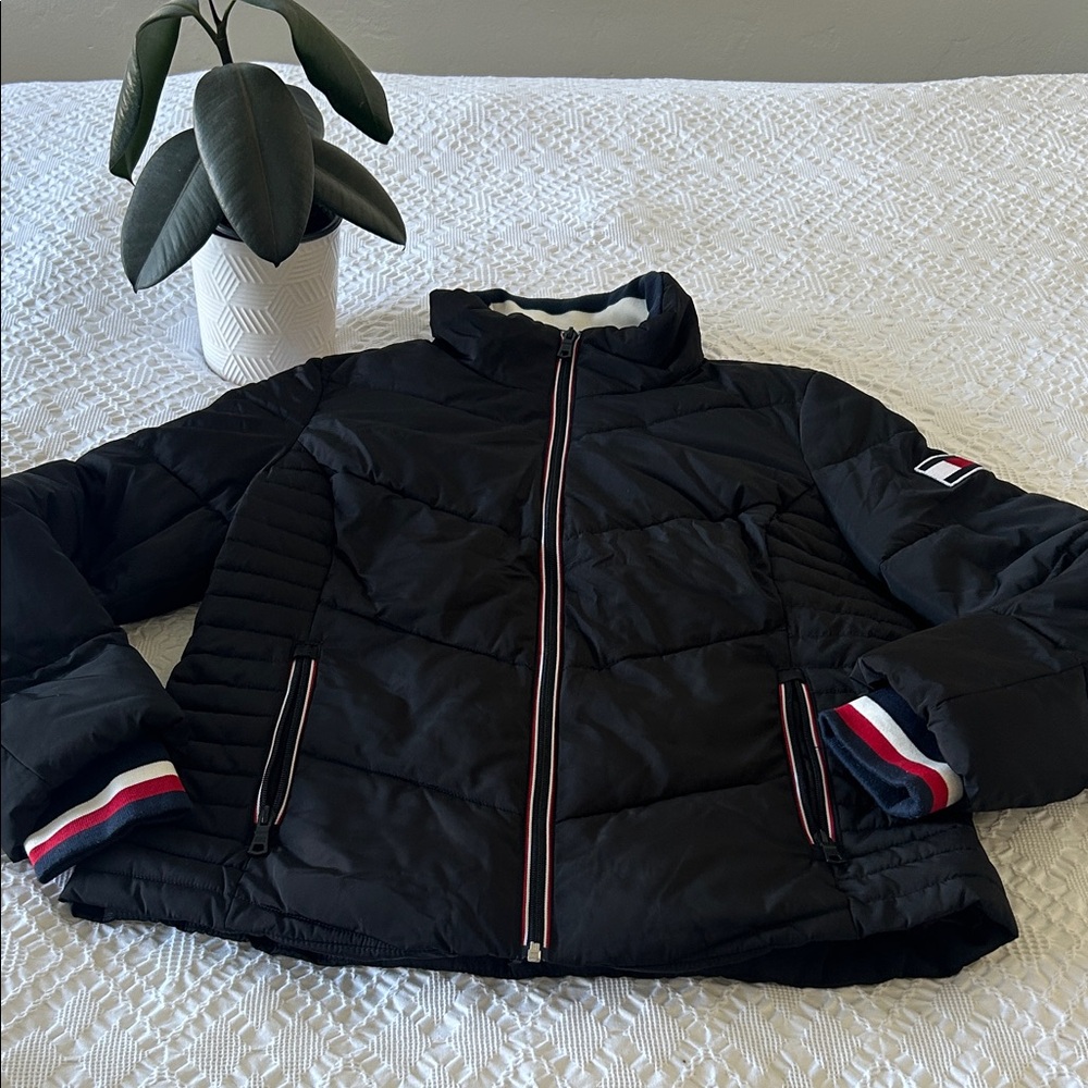Tommy Hilfiger Black Jacket with Red and White Trim